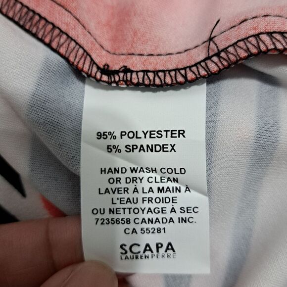 Scapa Lauren Perre Floral Print Elegant Chic Assymmetrical Hem Large Red NWT - Picture 6 of 15